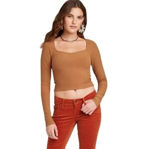 NWOT Wild Fable  Brown Cropped Sweater Size Extra Large‎